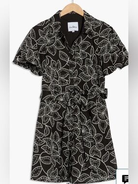 New With Tags Sam Edelman Black and White Floral Shirt Dress